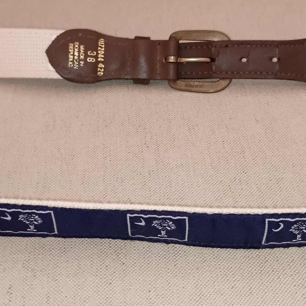 South Carolina Flag Cloth Canvas Leather Belt 38